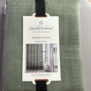 New Hearth & Hand with Magnolia Grid-Like Textured Shower Curtain 72x72"